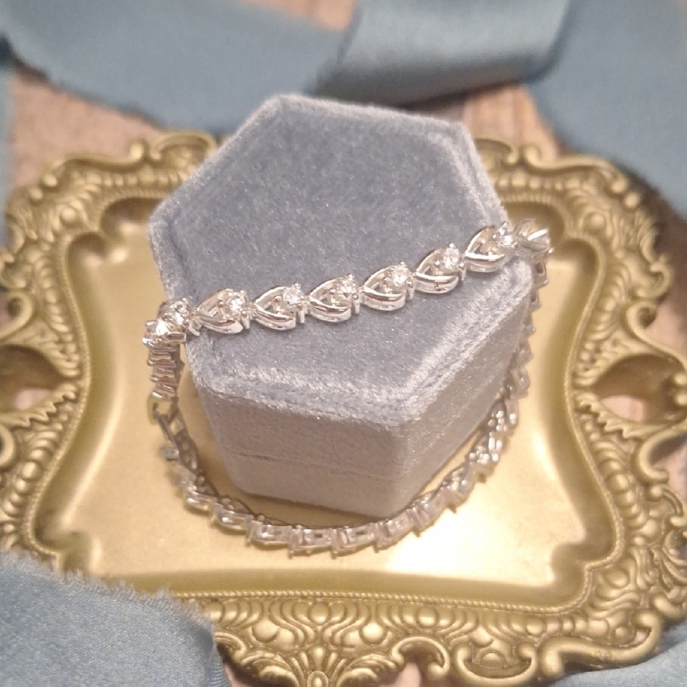 Elegant Silver Plated Tennis Style Bracelet